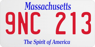 MA license plate 9NC213