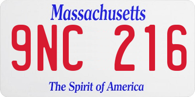 MA license plate 9NC216