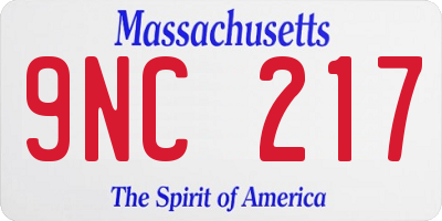 MA license plate 9NC217