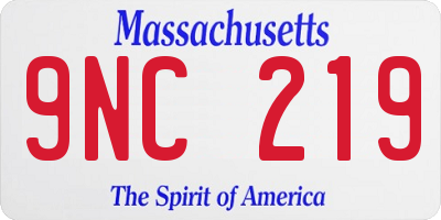 MA license plate 9NC219
