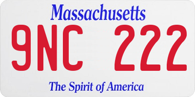 MA license plate 9NC222