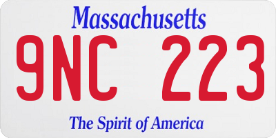 MA license plate 9NC223