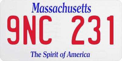MA license plate 9NC231