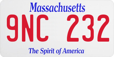 MA license plate 9NC232