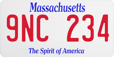 MA license plate 9NC234