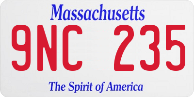 MA license plate 9NC235