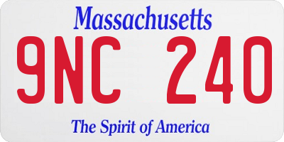 MA license plate 9NC240