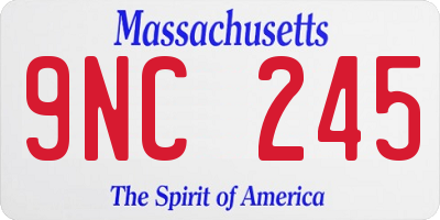 MA license plate 9NC245