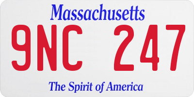 MA license plate 9NC247