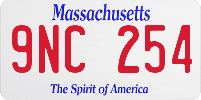 MA license plate 9NC254