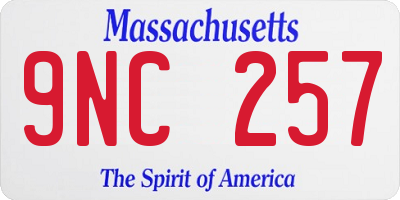MA license plate 9NC257
