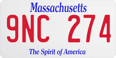 MA license plate 9NC274