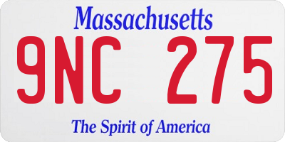 MA license plate 9NC275