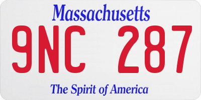 MA license plate 9NC287