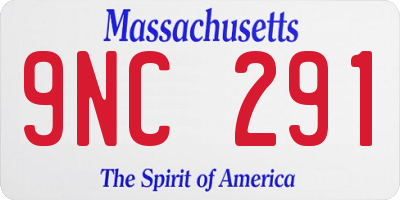 MA license plate 9NC291
