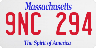MA license plate 9NC294