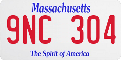 MA license plate 9NC304