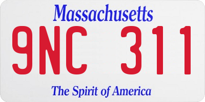 MA license plate 9NC311