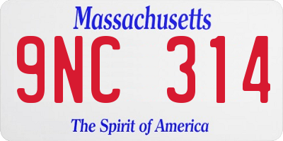 MA license plate 9NC314