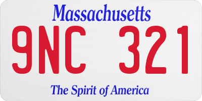 MA license plate 9NC321