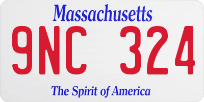 MA license plate 9NC324
