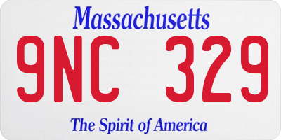 MA license plate 9NC329