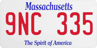 MA license plate 9NC335