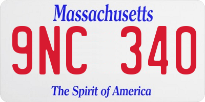 MA license plate 9NC340