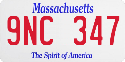 MA license plate 9NC347