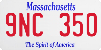 MA license plate 9NC350