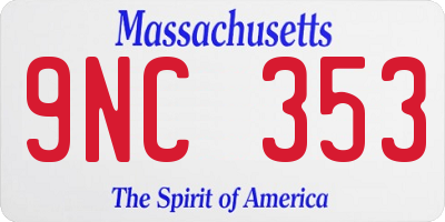 MA license plate 9NC353