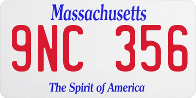 MA license plate 9NC356