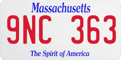 MA license plate 9NC363