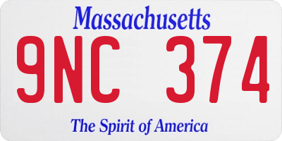 MA license plate 9NC374