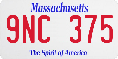 MA license plate 9NC375