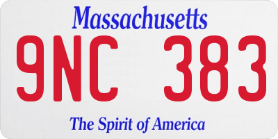 MA license plate 9NC383