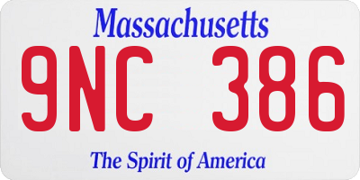 MA license plate 9NC386