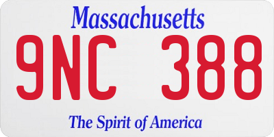 MA license plate 9NC388