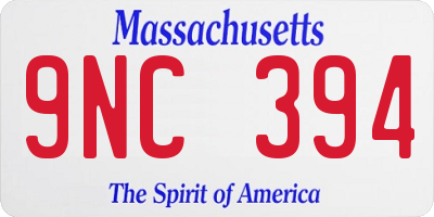 MA license plate 9NC394