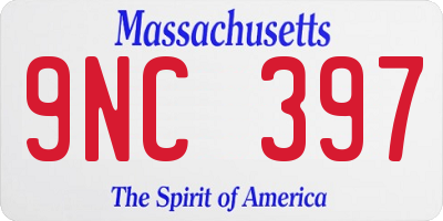 MA license plate 9NC397