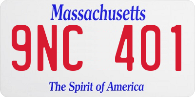 MA license plate 9NC401