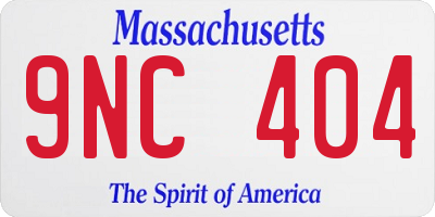 MA license plate 9NC404
