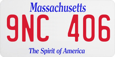 MA license plate 9NC406