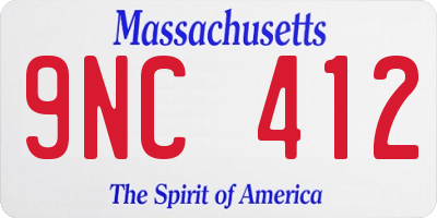 MA license plate 9NC412