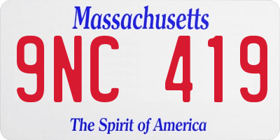 MA license plate 9NC419