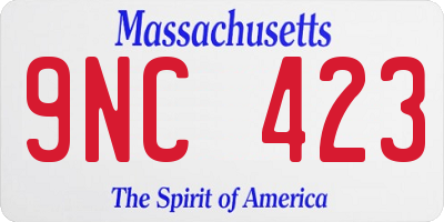 MA license plate 9NC423