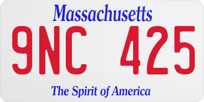 MA license plate 9NC425