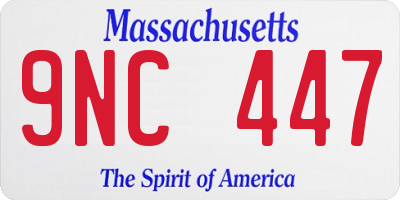 MA license plate 9NC447