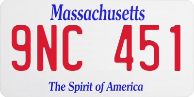 MA license plate 9NC451