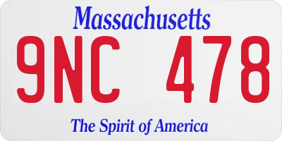 MA license plate 9NC478